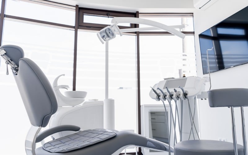 dental chair and other accessories during modern dental practice
